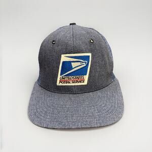 Vintage USPS Mens Blue Post Service Adjustable Snapback Trucker Hat Mesh Cap USA